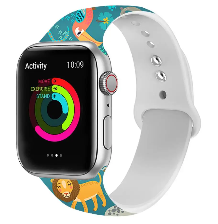 Ремешок для Apple watch силиконовый 38 мм 42 мм iwatch4 с 44 мм 40 мм цветочный принт ремешок браслет Регулируемая Замена Apple Watch4321 - Цвет ремешка: 16