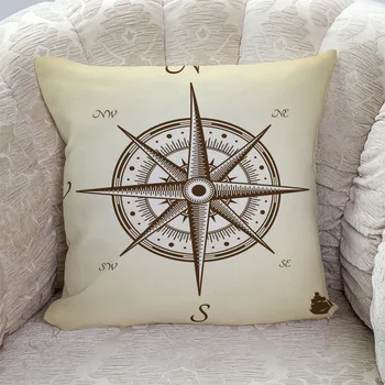 

Compass Vintage Style Pillow Covers Cases Cushion Pillowcase Square Print