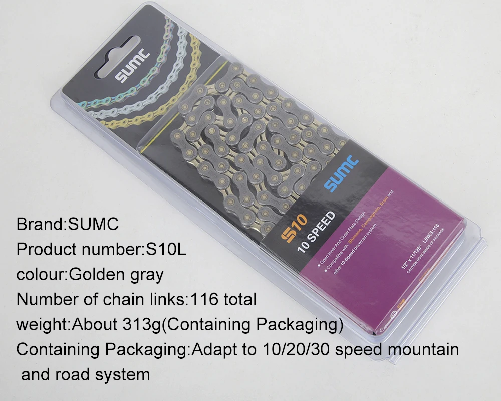 SUMC X8 X9 X9L велосипедная цепь 9S 10S 11S золото и серебро два цвета для MTB/дорожный велосипед для Shimano/SRAM 24 27 30 12 Скорость 116л/ча