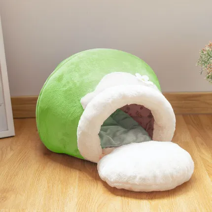 Green Honet горшок в форме питомца кровать для кошек собак мягкое гнездо питомник кровать кошка пещера домик спальный мешок коврик палатка Домашние животные зимние теплые уютные кровати - Цвет: Green