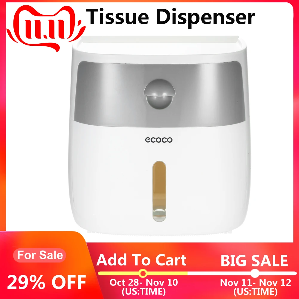 

ECOCO Bathroom Kitchen Product Wall-Mounted Bathroom Tissue Dispenser Tissue Box for Multifold Paper Towels Tissue Storage Box