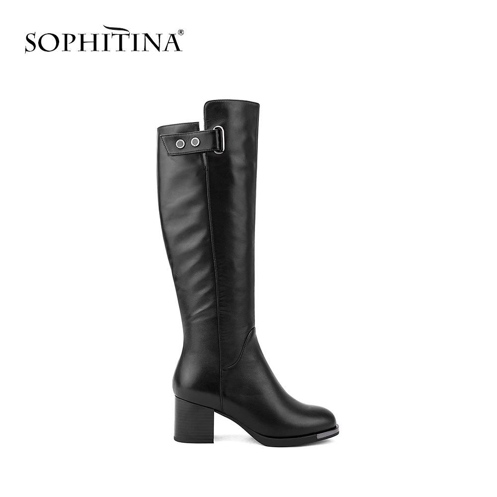 Женские сапоги с круглым носком SOPHITINA брендовые Элегантные короткие плюшевые из