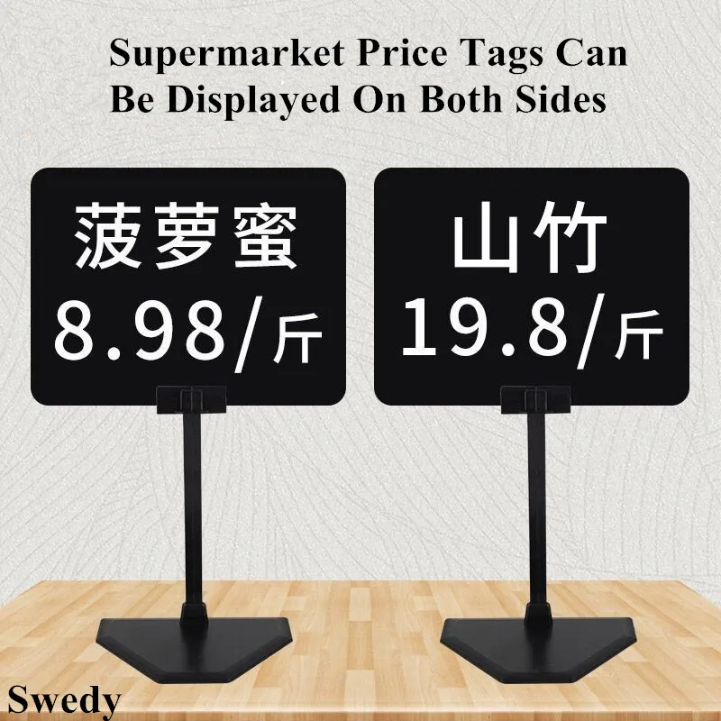 A6 Black Plastic Fruit Vegetable Price Tag Erasable Waterproof  Supermarket Rewrite Table Price Sign Card Holder Display Stand a4 a5 a6 5pcs fruit price display stand supermarket waterproof erasable label vegetable fresh aquatic product promotional clamp