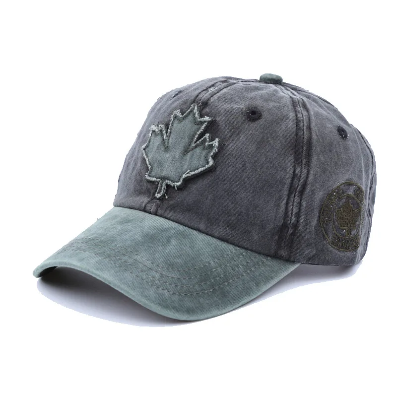 2020 Maple Leaf Patch Baseball Cap Wash Cotton Splicing Men Women