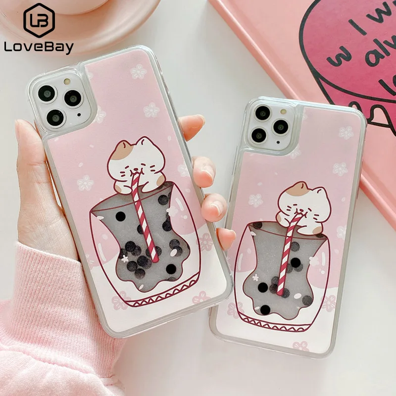 Lovebay зыбучий песок молочный чай чехол для телефона iPhone 7 8 Plus мягкие Мультяшные из