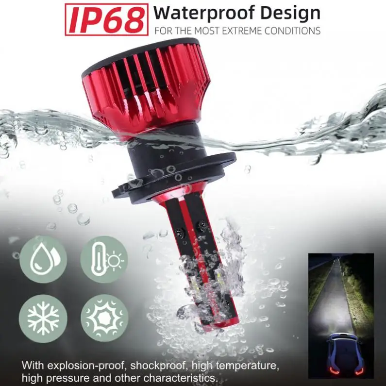 1 шт. 9005/9006/H1/H4/H7/H8/H11/880/881 4 сторонняя 72 Вт 6500 лм IP67 K Водонепроницаемая