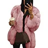 Горячая Рождественский подарок зимняя однотонная утепленная куртка из искусственного меха женская Свободная теплая Элегантная куртка с длинными рукавами для ночного клуба - Цвет: Розовый