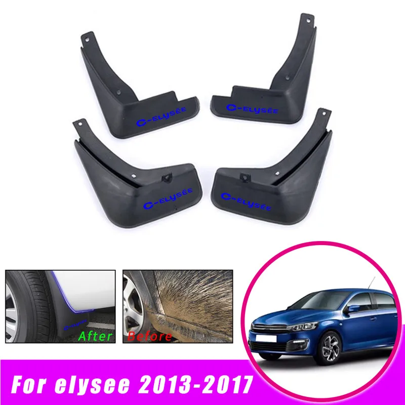 Брызговик для автомобиля Citroen C-Elysee/Elysee 2013- брызговик, крыло брызговик брызговики брызговик аксессуары для автомобиля 4 шт - Цвет: Синий