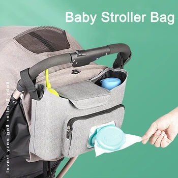 

Large Capacity Baby Stroller Bag Storage Organizer Mom Travel Hanging Carriage Mummy Diaper Bottle Cup Bags Stroller Accessories