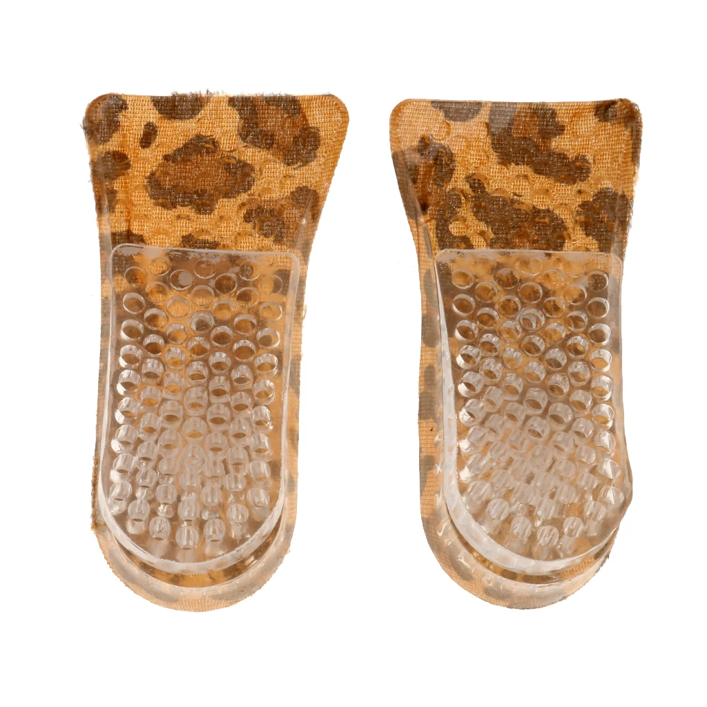 

4CM Invisible Increase Height Silicon Gel Half Shoes Insole Pads 2-Layer Leopard