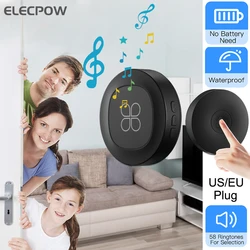 Elecpow – sonnette sans fil pour maison intelligente, auto alimentée, étanche, pour l'extérieur, 58 chansons, 150M, récepteur à distance, alarme de sécurité 