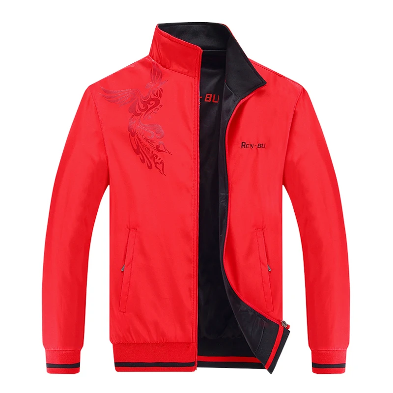 Одежда с принтом, новинка, брендовый повседневный мужской пиджак, Двусторонняя одежда пальто осень-зима Для мужчин пилот Курточка бомбер в стиле «хип-хоп» куртки в уличном стиле, ZA284 - Цвет: Red Jacket