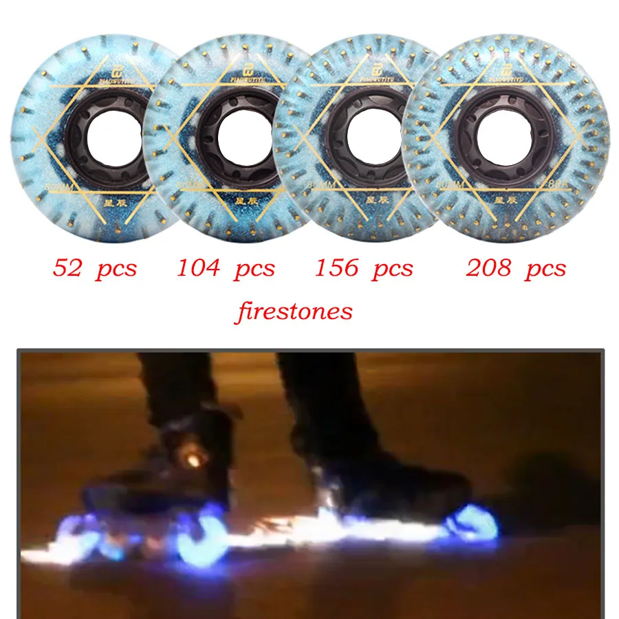 

8Pcs Star LED Flash Lighting Inline Skates Firestones Wheels 88A 72 76 80mm Roller Skating Tires for Slalom Sliding SEBA Patines