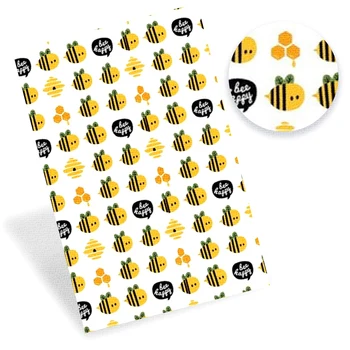 

AHB 22*30cm 1pc Faux Leather Sheets Cartoon Animals Geometry Printed Synthetic Leather Fabric DIY Patches Handmade Hairbow