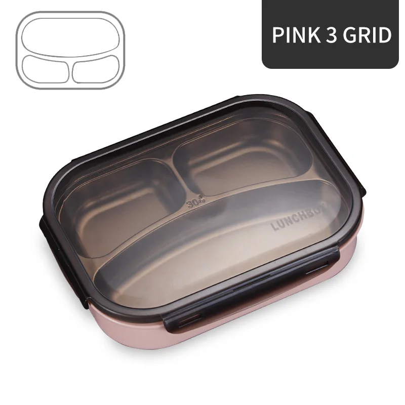 WORTHBUY Japanese Kids Bento Box 304 Stainless Steel Children Lunch Box With Compartments Microwave Containers For Food Fruits - Цвет: Pink 3 Grid