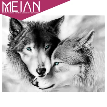

2020 MEIAN Wolf Diamond Painting Full Square Wolf Diamond Embroidery Animal Crafts Kit 5D DIY Cross Stitch Mosaic Rhinestones
