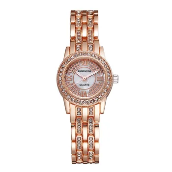 

KINGNUOS top brand luxury fashion casual diamond-encrusted women watch Roman numeral shell waterproof luminous quartz watch