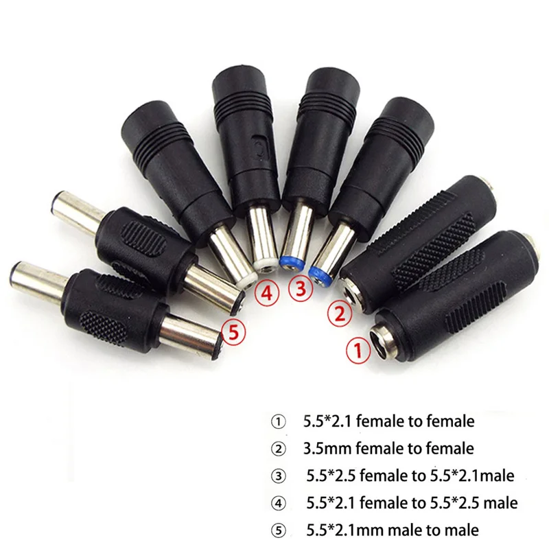 4PCS DC Power 3.5x1.35mm Male to 5.5x2.1mm Female Adapter Connectors UE 