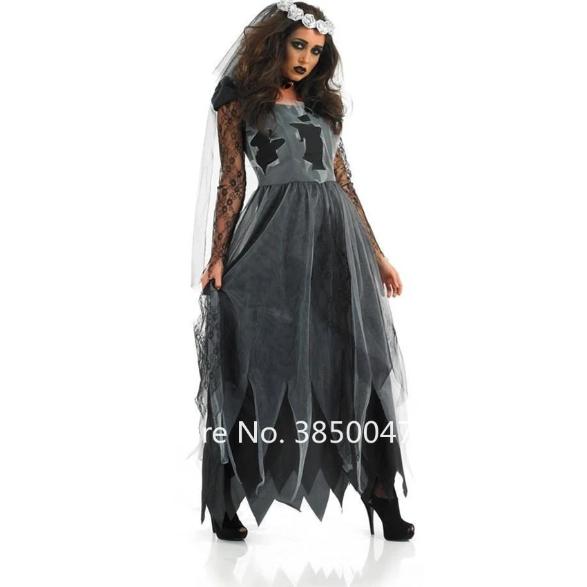 Женское страшное платье невесты сексуальный дьявол Призрак Хэллоуин маскарадные костюмы ужас Готический Кружева польщенный вампир маскарадная одежда