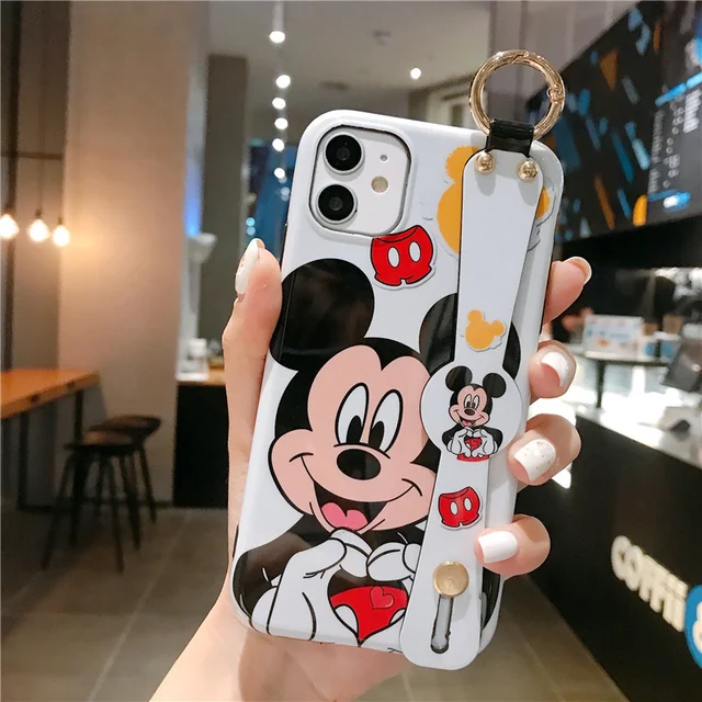 Disney Cartoon Mickey Minnie Mouse Daisy Donald Duck Wrist Strap Lanyard Phone Case For IPhone 12 Pro Max 11 7 8 Plus X XR SE XS Z08