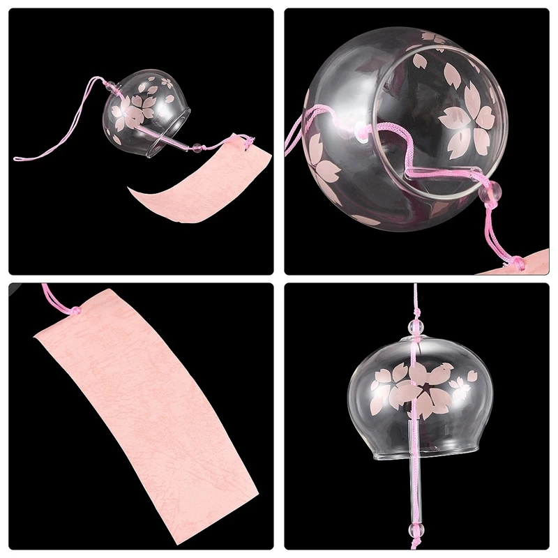 2 Pcs Creative Japanese Handmade Glass Painting and Wind Chimes Door Decoration Gift for Girls, Style 7 with Style 1