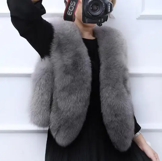 Leopard 2020 Winter Women's Faux Fur Coat Artificial Vest Furry Vests Femme Jackets Plus Size Warm Fake Gilet Z110 | Женская одежда