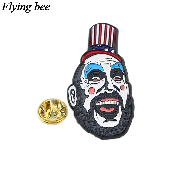 Flyingbee Смешной клоун булавки брошь металлический значок для рюкзака одежда рубашка воротник Эмаль Булавка вентиляторы подарки для женщин мужчин X0575