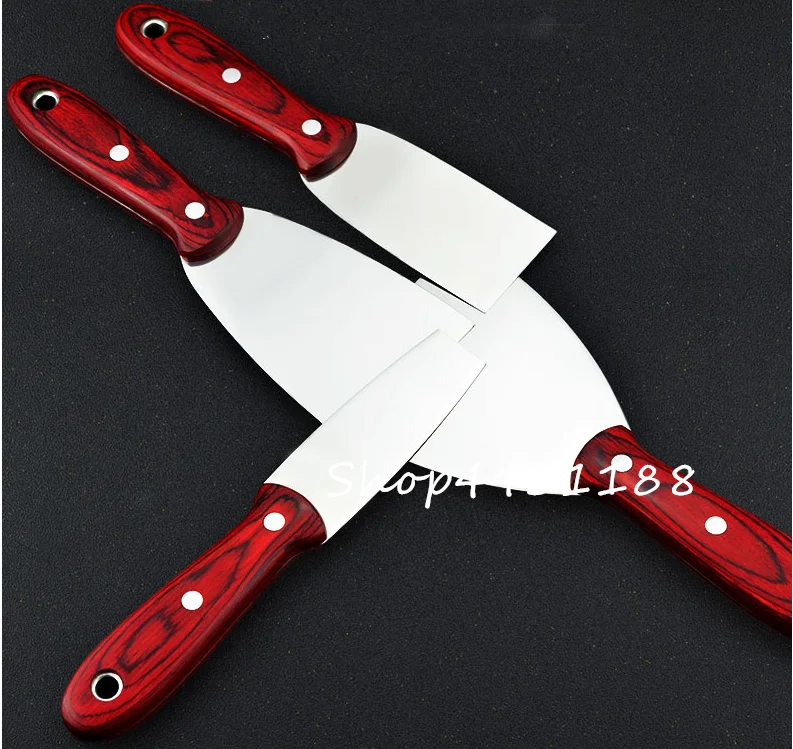 1"-5" Thick 0.4mm Wooden Handle Putty Knife Scraper Blade Shovel Stainless Steel Wall Plastering Knife Hand Construction Tools 4