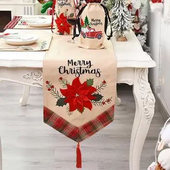 

Tablecloth Xmas Car Tree Flower Dinner Table Runner Cover Party Holiday Decor
