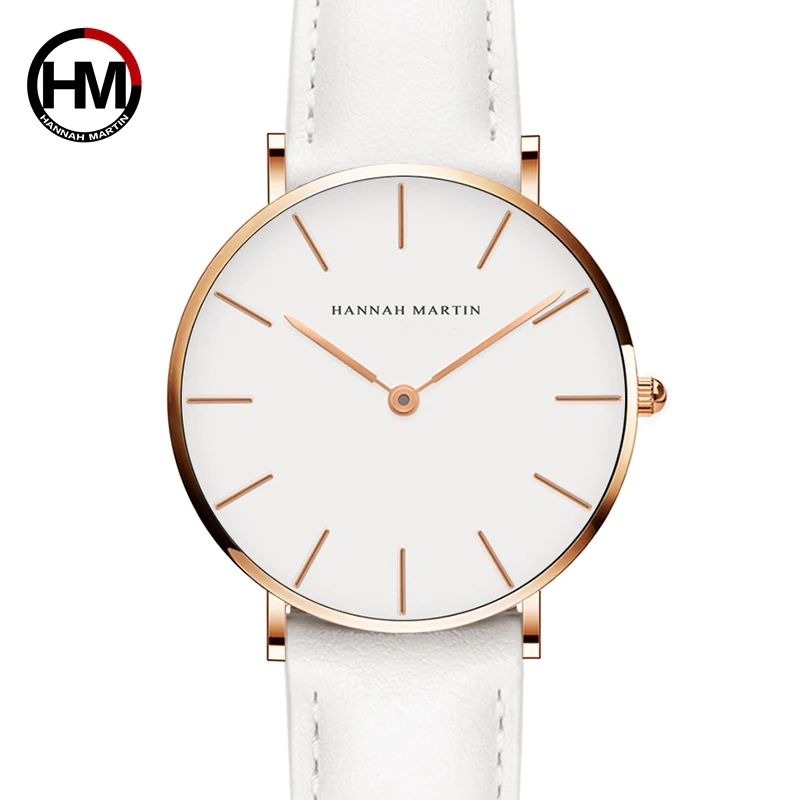 

Japan Quartz Simple Women Fashion Watch White Leather Strap Ladies Wrist Watches Brand Waterproof Wristwatch reloj mujer
