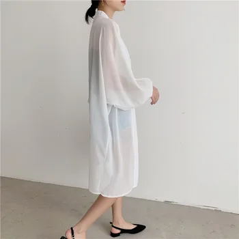 

Hirigin Women Summer Chiffon Sheer Cardigan For Sun Protection Long Kimono Tops Long Sleeve Blouse Open Stitch Casual Loose Coat