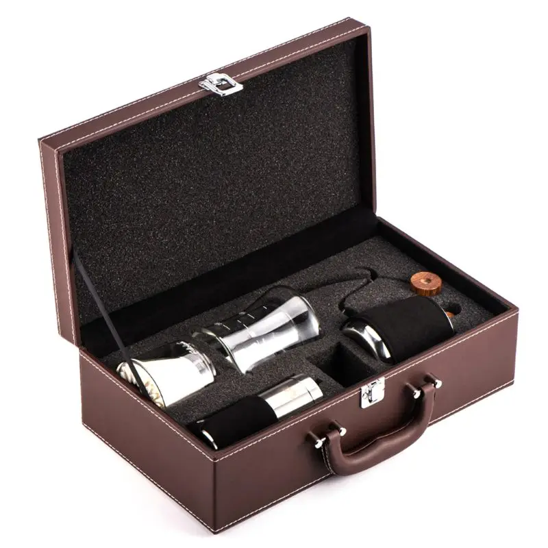3pcs/set filter pot+coffee grinder+drip kettle+20pcs filter paper for travel U90A