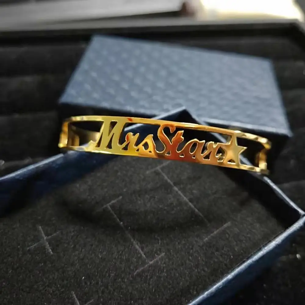 Мода нержавеющая сталь Cutomized Золотое имя браслет для мужчин и женщин высокое качество персонализированные ID табличка браслеты и браслет отрегулированный