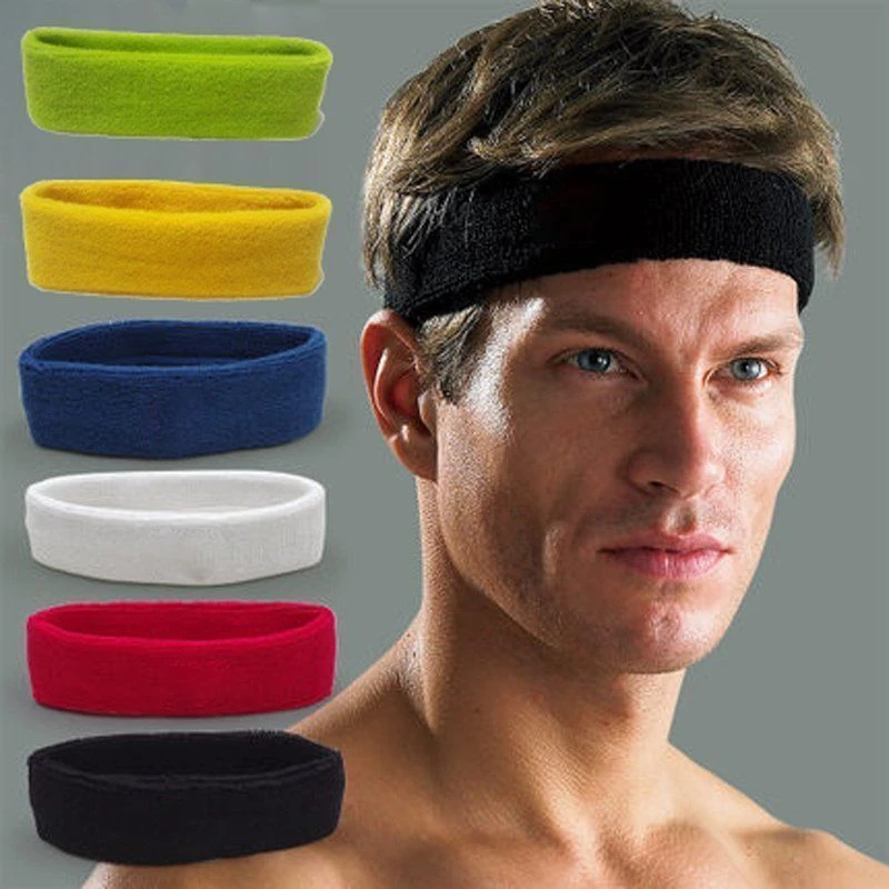 10 Colors Cotton Womens Men Sport Sweat Sweatband Headband Yoga Gym Training Stretch Head Band Hair Wear
