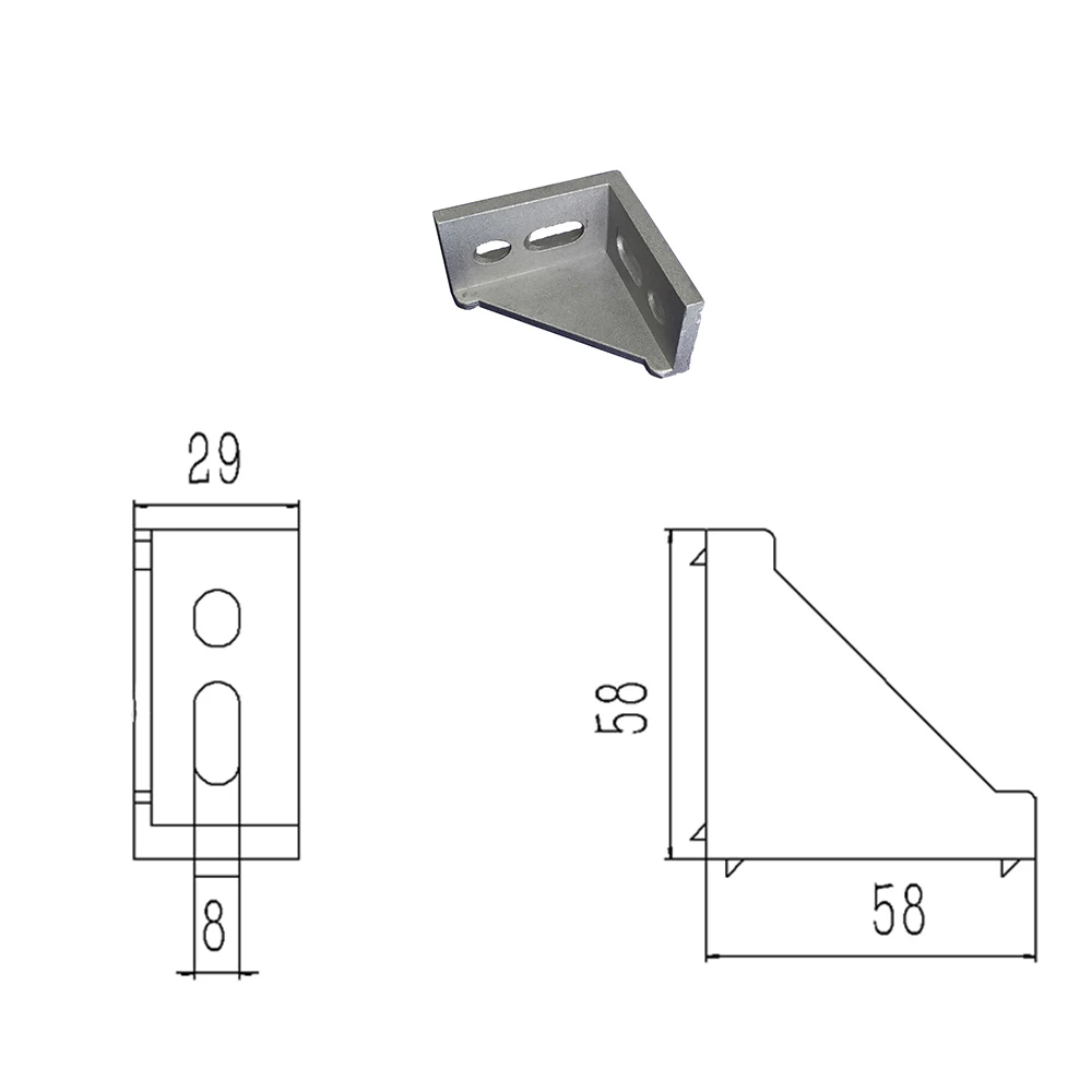 10Pcs 3060 29x58x58mm European Corner Fitting Angle Aluminum 30 X 60 L Connector Bracket Fastener Industrial Profile