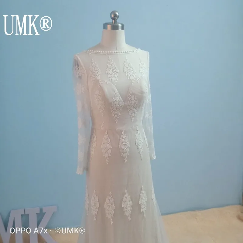 Женское кружевное свадебное платье UMK элегантное винтажное Бохо с длинным