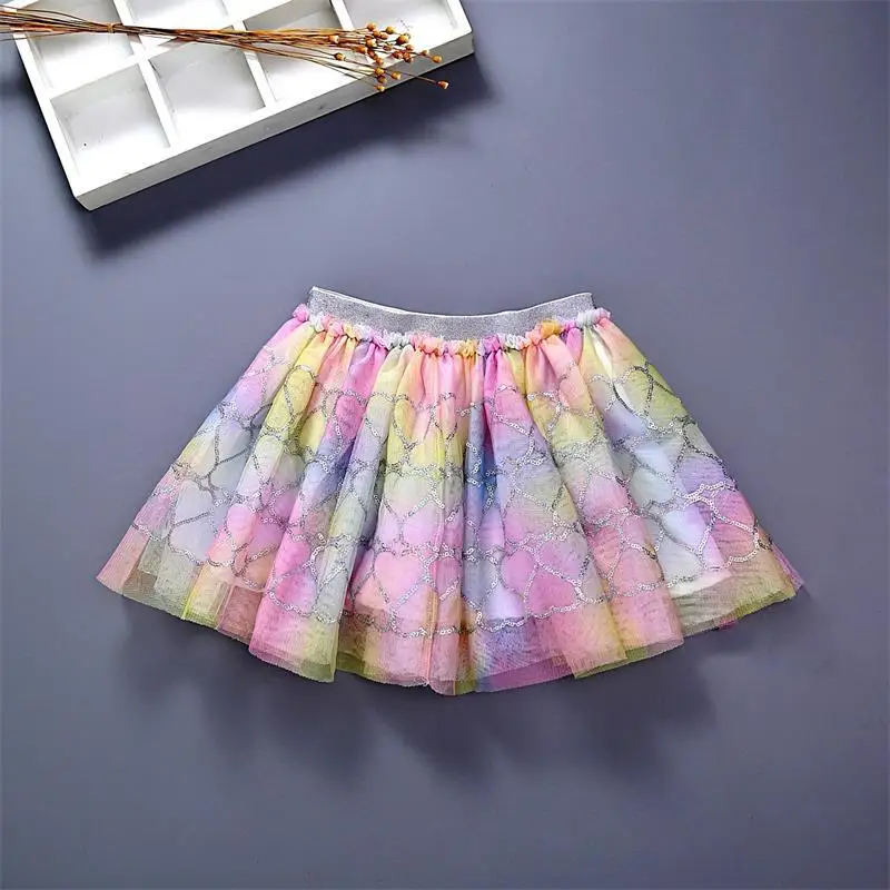 New Toddler Girls Skirts Fashion Cute Princess Skirts Fit 2 3 4 5 6 7 Years Children Kids Girls Sequin Embroidery Colorful Skirt