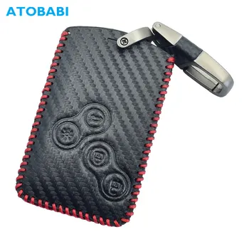

Carbon Leather Car Key Cover For Renault Koleos 2013 Laguna Clio Caprur 2015 2016 Smart Remote Control Fob Case Keychain Key Bag