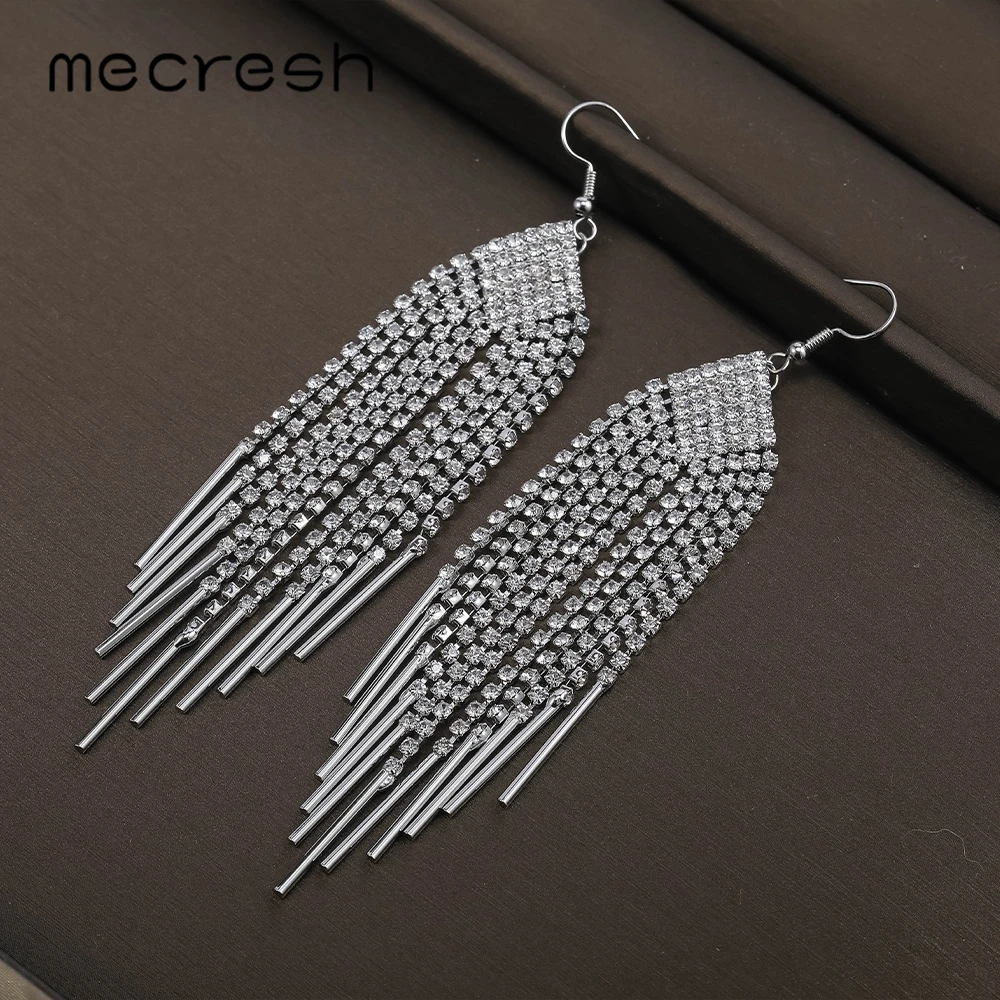 Mecresh эффектные длинные висячие серьги с бахромой и кисточками ювелирные изделия