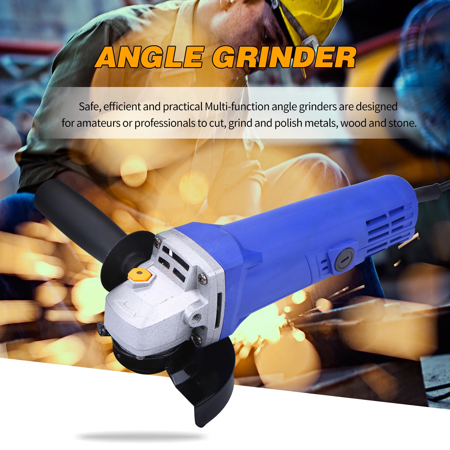 

KKMOON High Power Household Angle Grinder Cutting Machine Electric Tool with Hand Shank 115mm Hand-held Grinder Waxing Polishing
