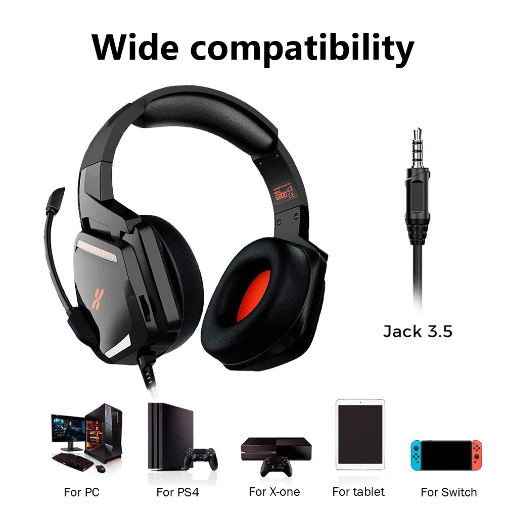 3 5mm Gaming Headset Professional Gamer Stereo Head mounted Headphone Easily Carrying Lightweight Earphone Part for PC