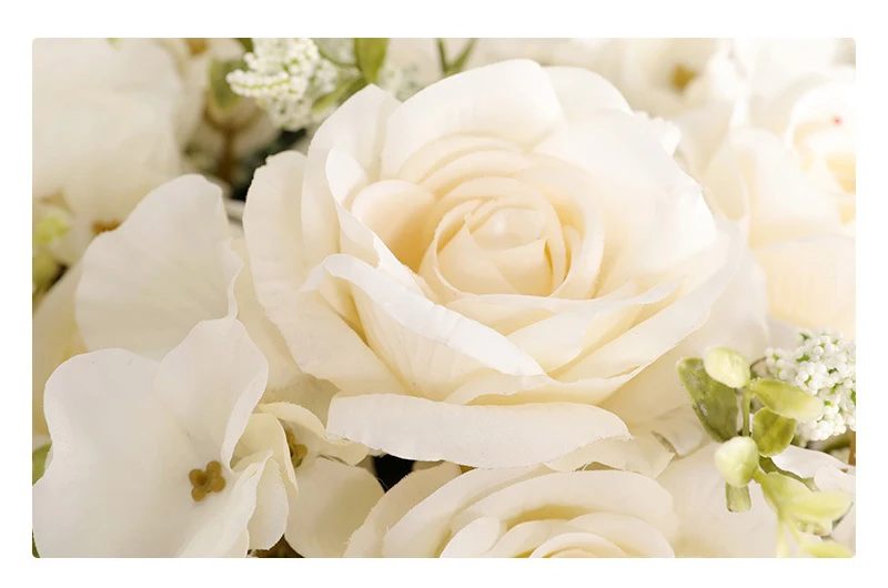 JAROWN 50cm Rose Hydrangea Silk Bouquet Artificial Flowers 13 Heads Bride Wedding DIY Flower Arrangement Home Decoration Fake Flowers Faux (25)