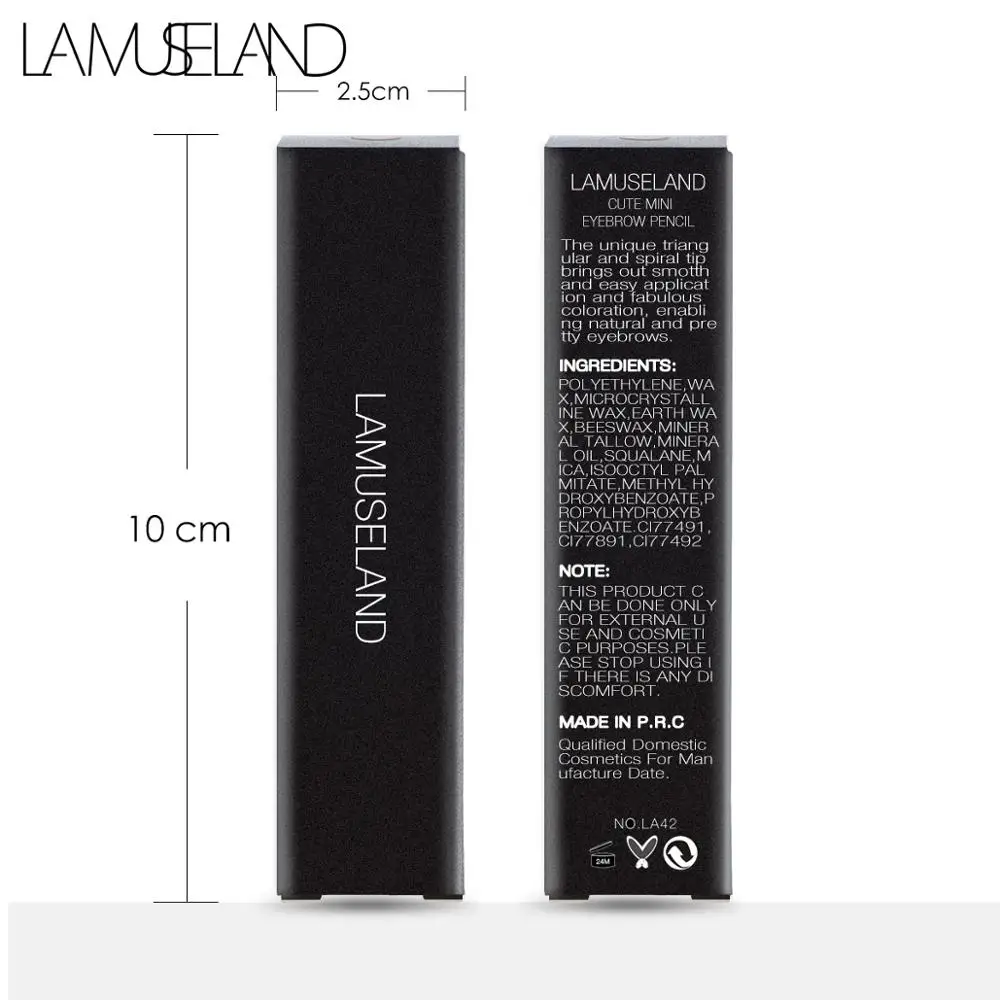 LAMUSELAND, мини карандаш для бровей, кофе, коричневый, черный, пигмент, долговечный, водонепроницаемый, автоматическая ручка для татуировки бровей LA020