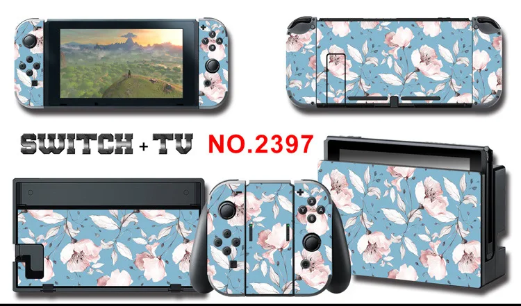 1set New Cute Anime Full Body Sticker for NS Switch Protective Cover Skin Colorful Art for Game Console Joy-Con Controller Decor