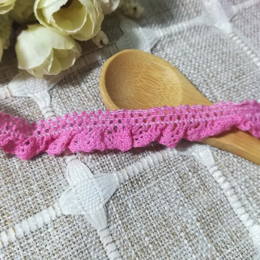 1 м плиссированная гипюровая розово красная кружевная ткань 5 см лента для шитья