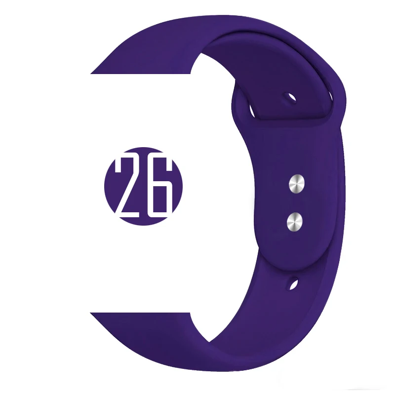 Цветной мягкий силиконовый спортивный ремешок для Apple Watch Series 5 4 3 2 1 38 мм 42 мм резиновый ремешок для часов iWatch 5 4 40 мм 44 мм - Цвет ремешка: 26 Grape