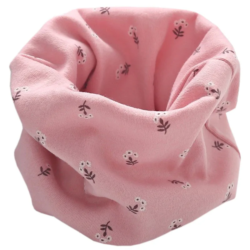 Новинка года, модный весенний теплый детский шарф, осенне-зимний детский хлопковый шарф, шарф для маленьких девочек, детские кольца для мальчиков, волшебный шейный платок - Цвет: pink flower