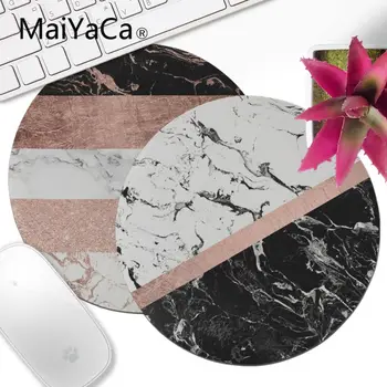 

MaiYaCa Black White Marble Rose Gold Color Block Stripes Pattern Small Round Mouse pad PC Computer mat Rubber Gaming Mouse Pad