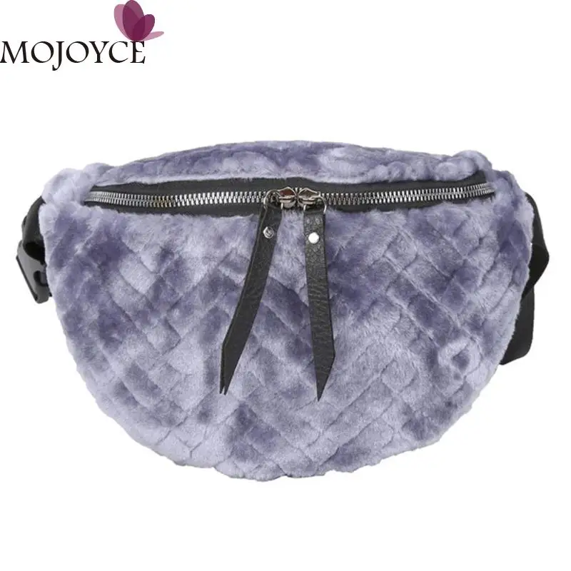 Women Plush Chest Bag Female Solid Color Fanny Waist Belt Pack Fashion Casual Shoulder Crossbody Bag