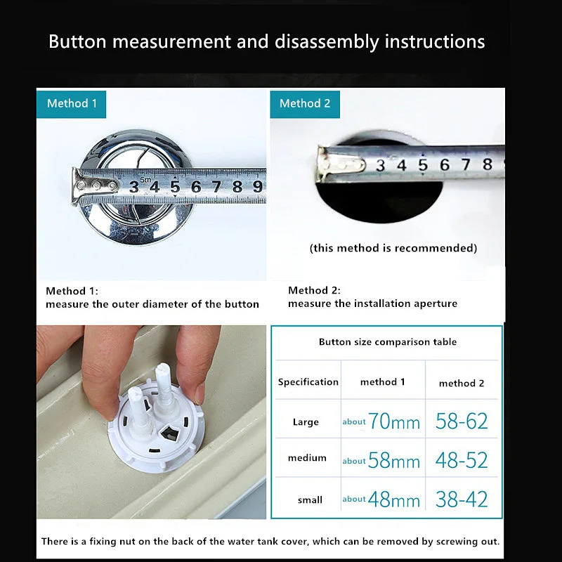 Toilet wter tank double flush button plastic round toilet push button Top dimeter 69mm Instlltion dimeter 58mm,JO21001